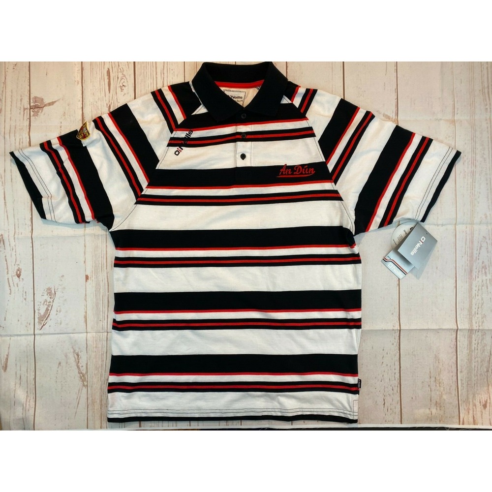 O'Neills Mens Ireland SS Rugby Embroidered Polo Shirt Black Red White Size Large